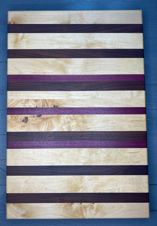 12 x 18* Maple, Walnut & Purple Heart Cutting Board