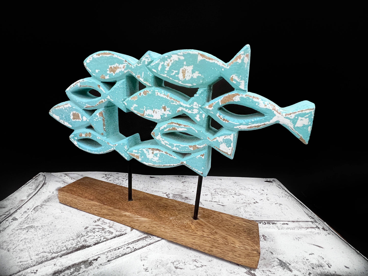 The Chosen Inspired Aqua Wooden Fish Stand