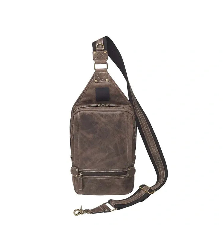 GTM Brown Distressed Buffalo Sling Backpack