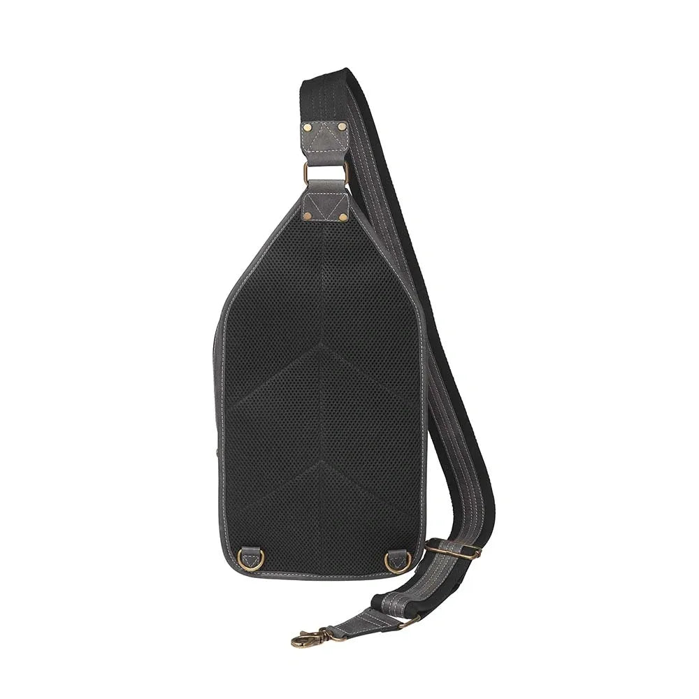 GTM Grey Distressed Buffalo Sling Backpack