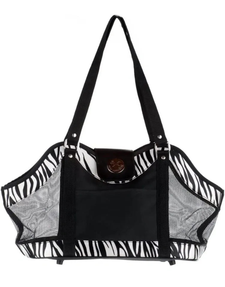 Zebra Print Pet Carrier Purse Tote