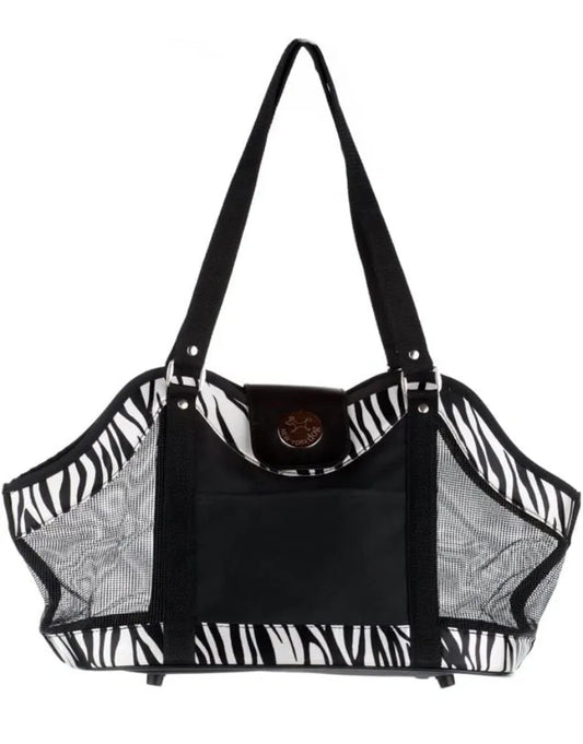 Zebra Print Pet Carrier Purse Tote