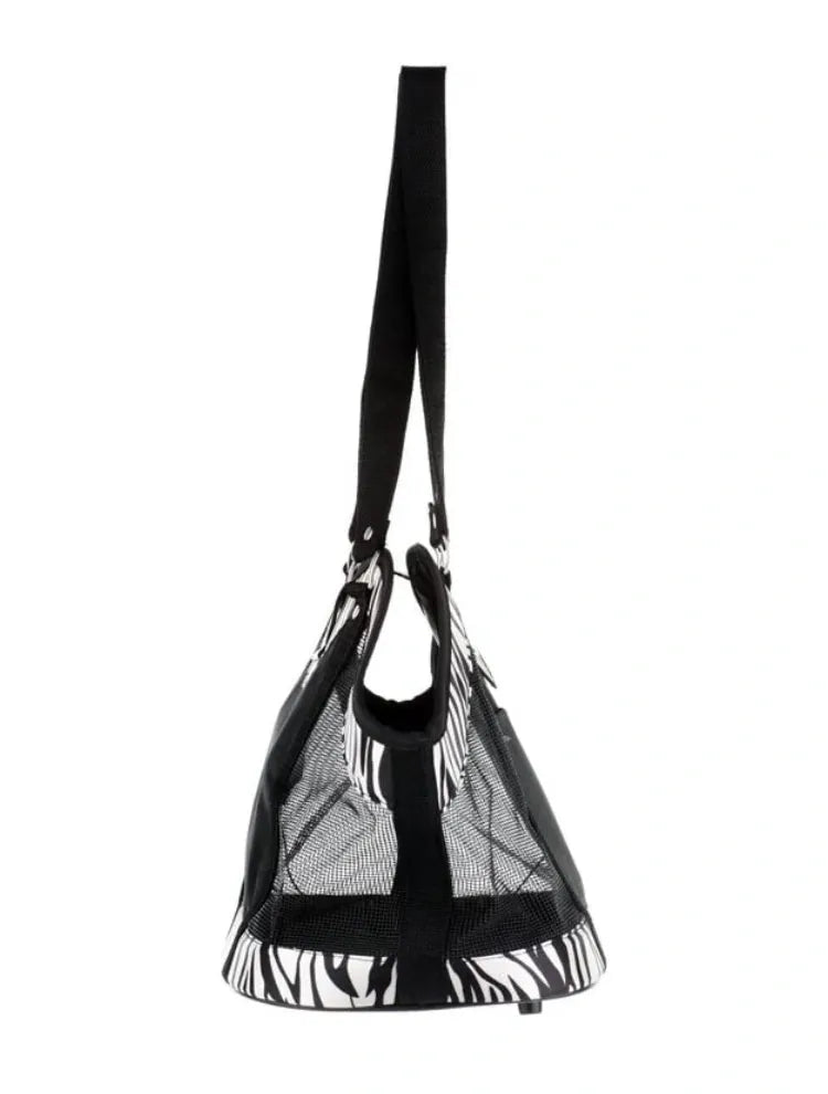Zebra Print Pet Carrier Purse Tote