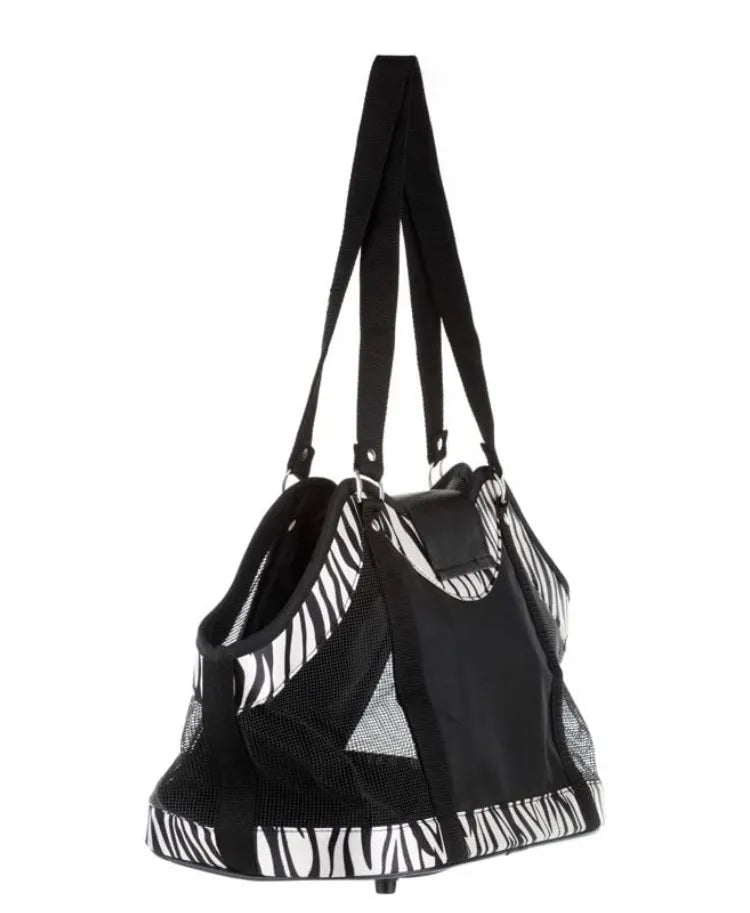 Zebra Print Pet Carrier Purse Tote