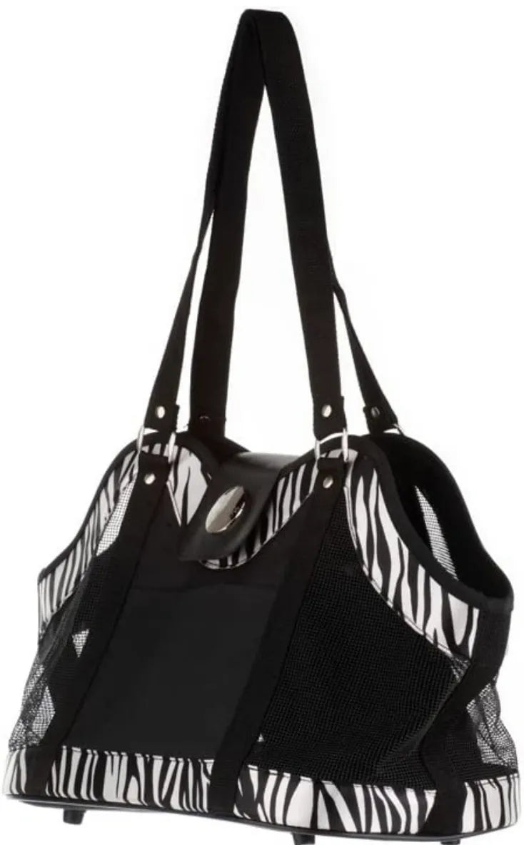 Zebra Print Pet Carrier Purse Tote