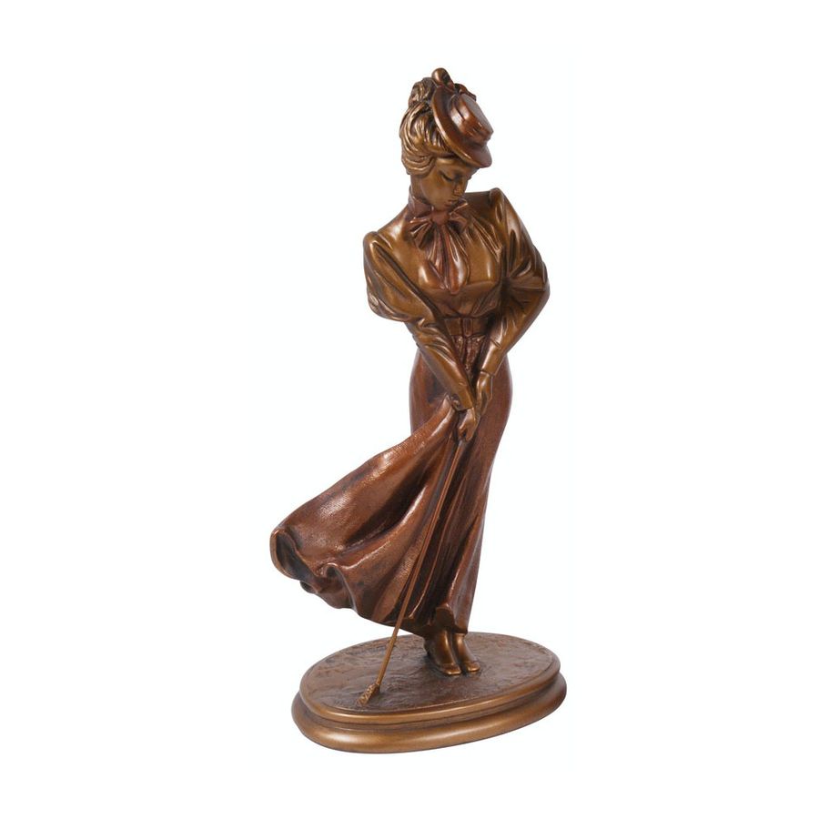 Alexsander Danel (Estonian, 1940 – 2001) Patinated Bronze Sculpture “Golf Playing Lady in 1920s Outfit”