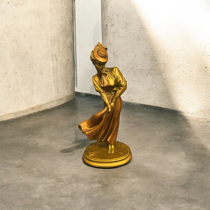Alexsander Danel (Estonian, 1940 – 2001) Patinated Bronze Sculpture “Golf Playing Lady in 1920s Outfit”