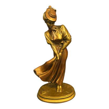 Alexsander Danel (Estonian, 1940 – 2001) Patinated Bronze Sculpture “Golf Playing Lady in 1920s Outfit”